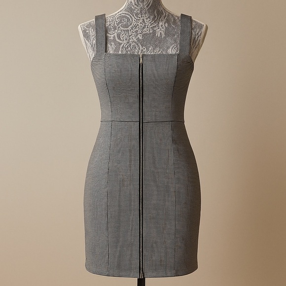 Forever 21 Houndstooth Zip-Front Mini Dress Size M Corporate Siren Collegiate - Picture 1 of 16